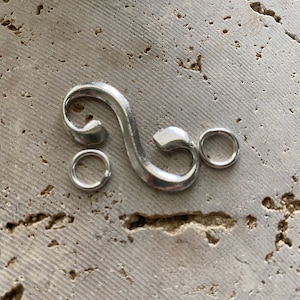 Silver Pewter large S hook with rings 2 sets