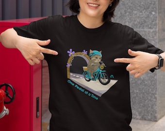 Personalized Cat Cycling Shirt, Biker Kitty Graphic Tee, Bicycle Cat Lover Gift