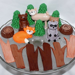 Fondant Woodland Animal Cake Topper - Fondant Fox - Fondant Raccoon - Fondant Owl - Fondant Deer - Woodland Topper - Woodland Baby Shower