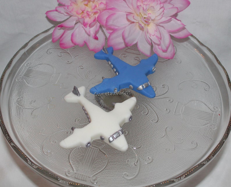 Fondant Airplane Cake Topper Fondant Plane Airplane Topper Airplane Cake Airplane Theme Bon Voyage Cake Pilot Cake Topper image 2