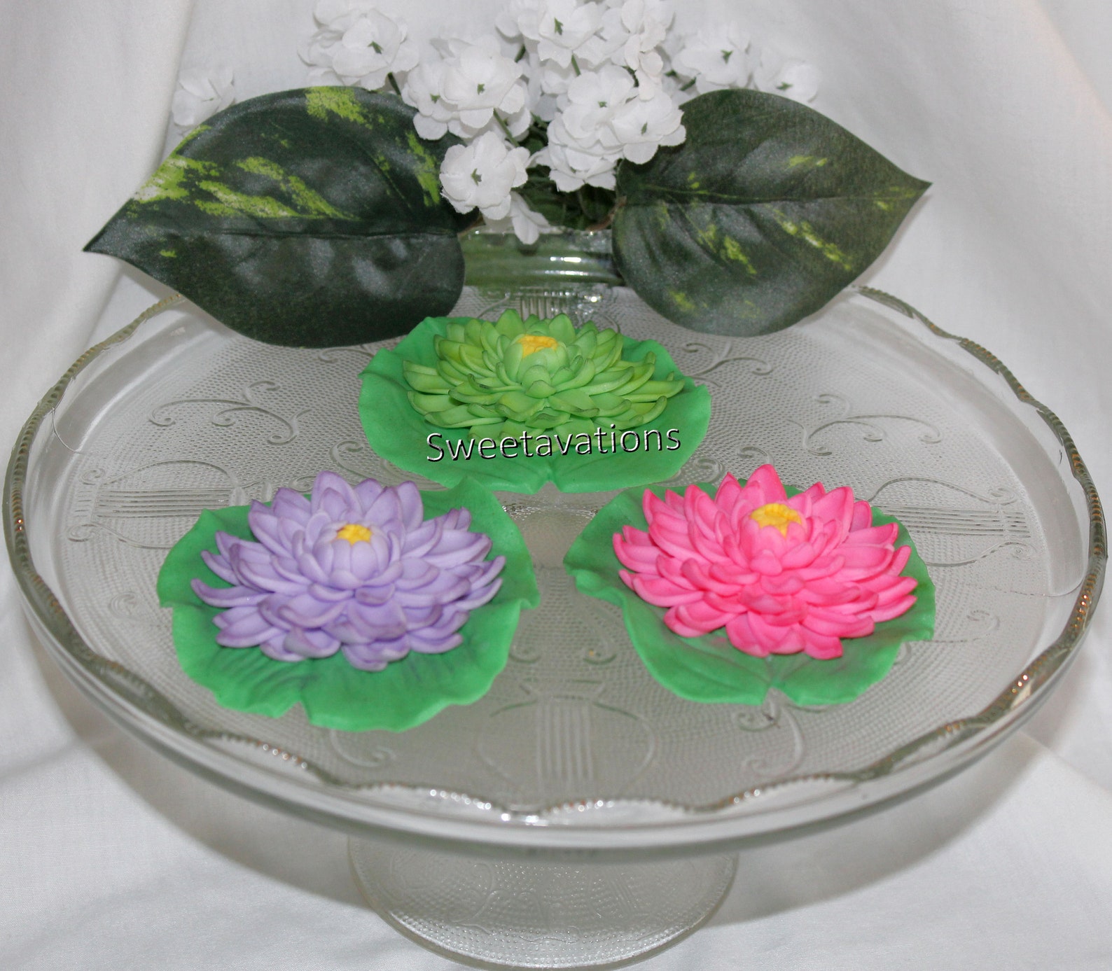 Sugar Flower Lotus Cake Topper Fondant Lotus Fondant Lily Etsy UK