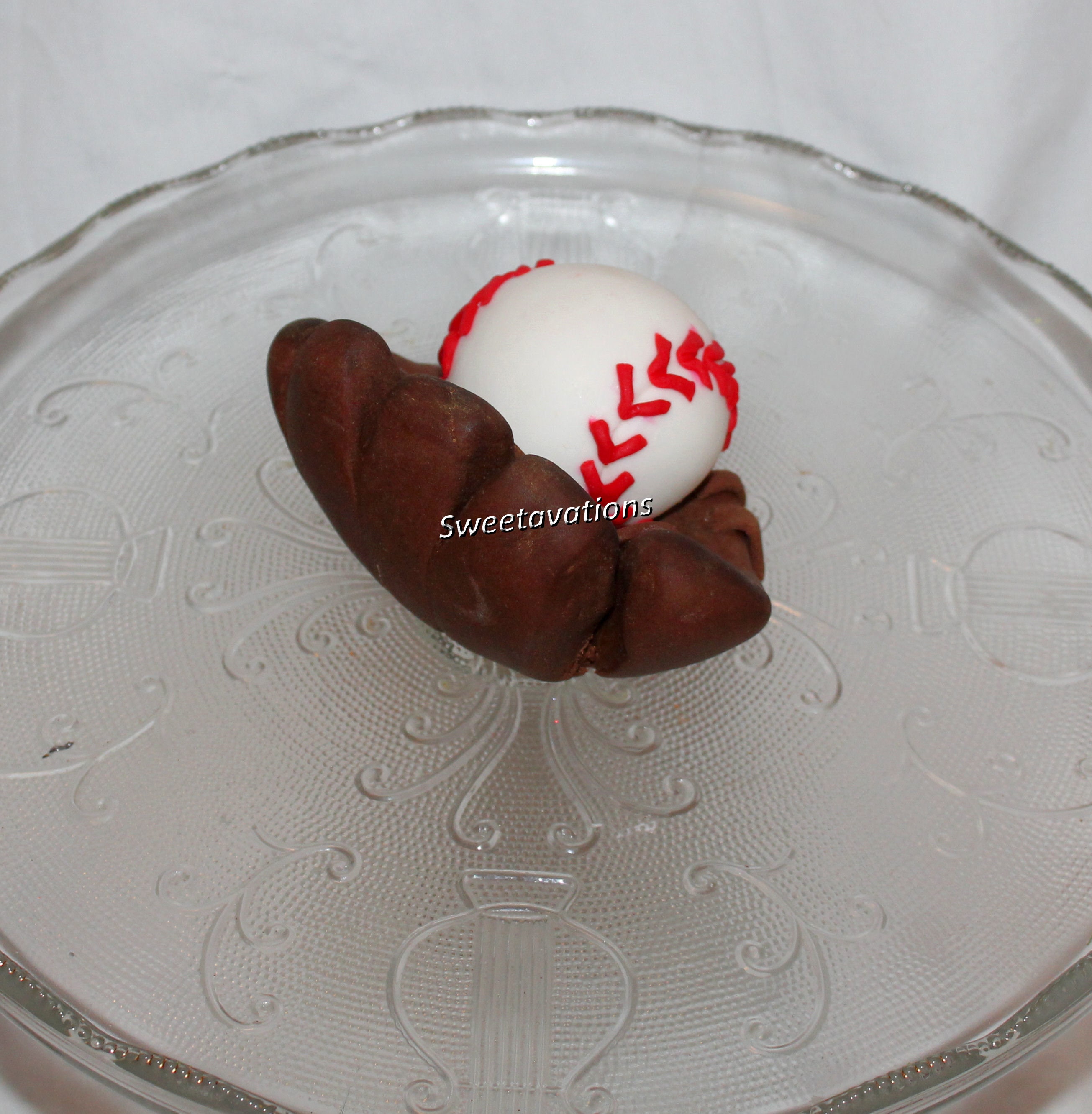 Fondant Baseball Glove Cake Topper Baseball Topper Fondant Etsy
