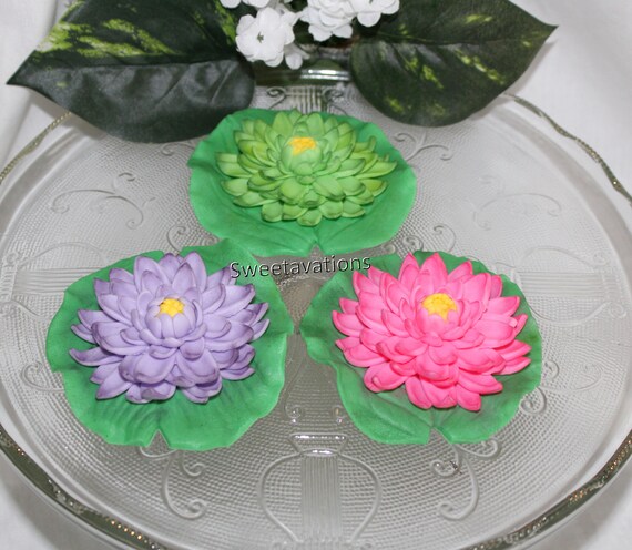 Sugar Flower Lotus Fondant Lotus Fondant Lily Pad Lotus Etsy