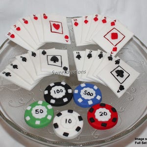 Fondant Poker Cake Topper - Casino Cake Topper - Poker Chip Topper - Fondant Card - Poker Cake - Casino Cake - Casino Theme - Poker Birthday