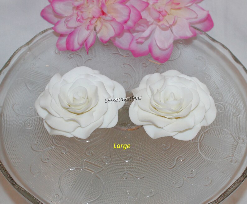Fondant Rose Cake Topper Rose Topper Sugar Flower Rose Etsy