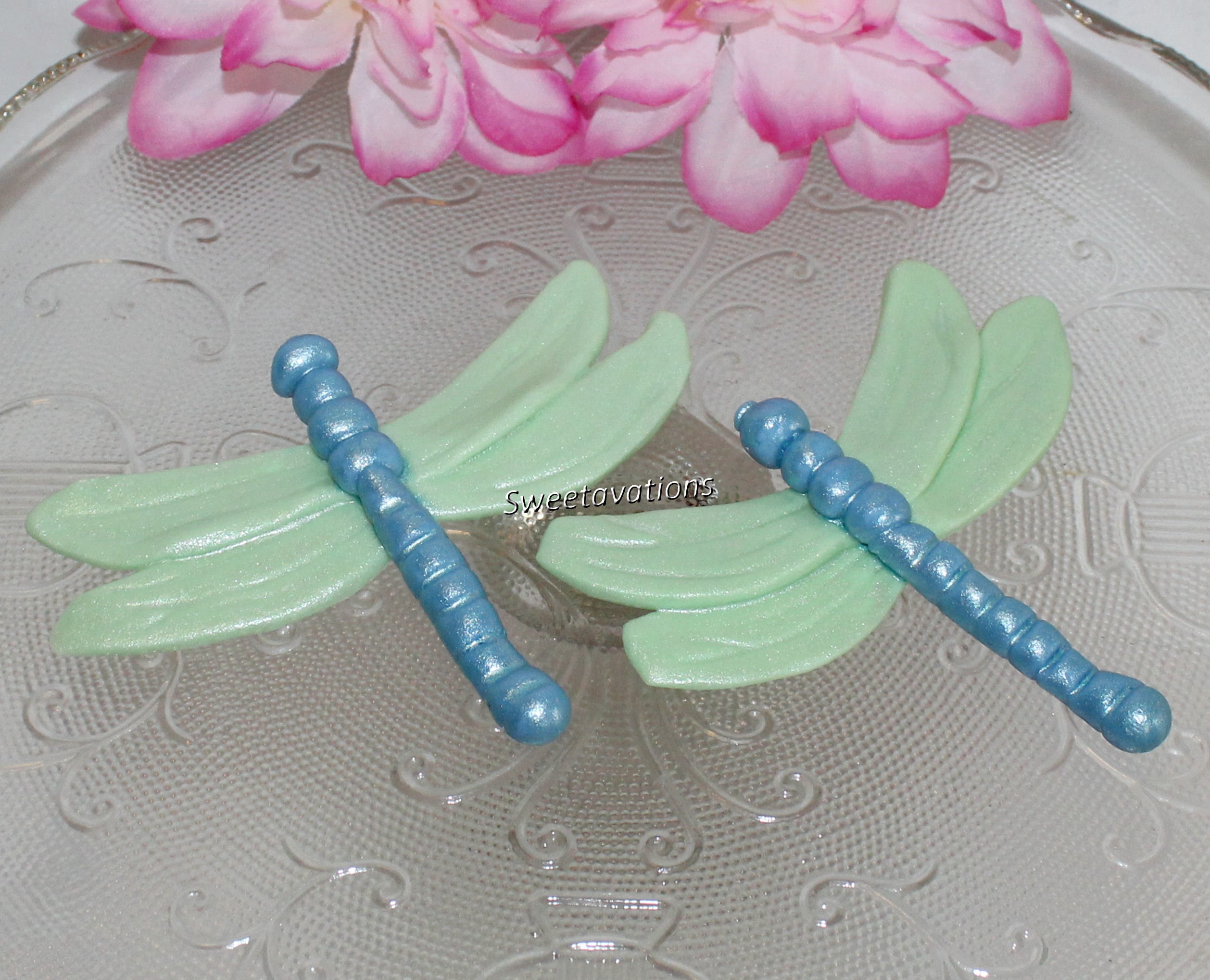 Fondant Dragonfly Cake Topper Dragonfly Topper Fondant Etsy
