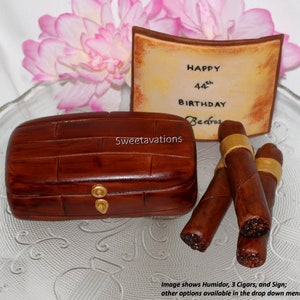 Fondant Cigar Cake Topper - Fondant Humidor - Cigar Topper - Cigar Theme - Retirement Cake - Men's Birthday Cake - Cigar Box Cake - Birthday