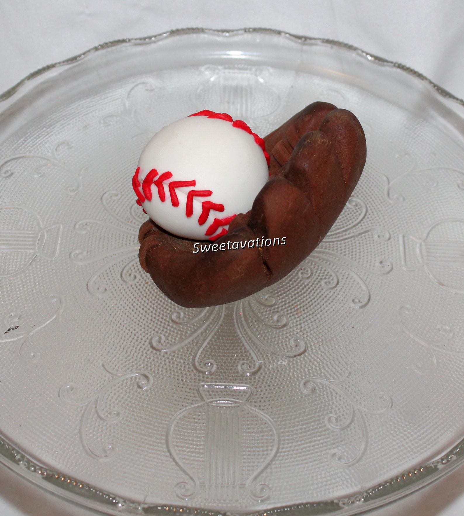 Fondant Baseball Glove Cake Topper Baseball Topper Fondant Etsy