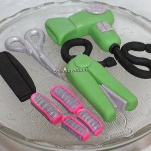 Fondant Hair Dryer Cake Topper - Beauty Cake Topper - Hairdresser Topper - Fondant Makeup - Hair Stylist Cake - Makeup Cake - Fondant Beauty