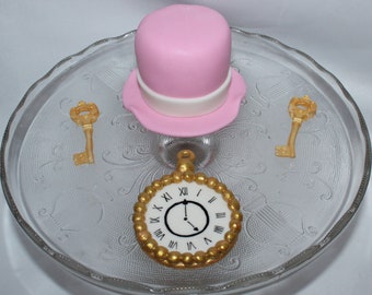 Fondant Alice nel Paese delle Meraviglie Cake Topper - Cappellaio Matto Topper - Orologio da taschino fondente - Orologio da tasca Topper - Torta di Alice - Compleanno di Alice