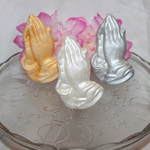 Fondant Praying Hands Cake Topper - Praying Hands Topper - Christian Cake Topper - Baptism Cake Topper - Fondant Baptism - Fondant Cross