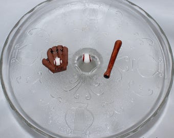 Fondant Baseball Cake or Cupcake Topper, Baseball Birthday, Sports Theme, Glove, Mitt, Bat