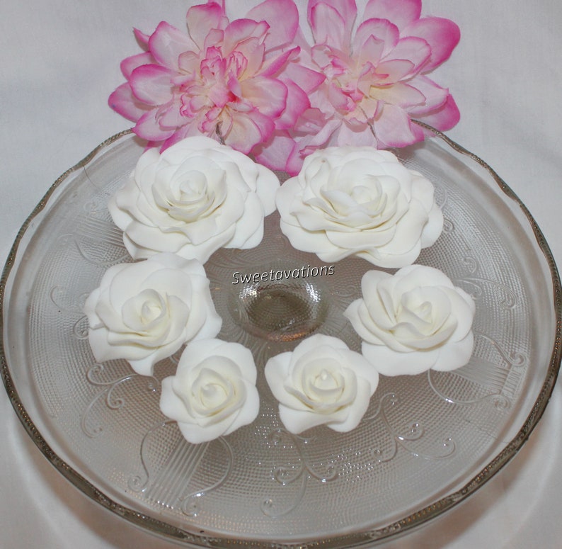 Fondant Rose Cake Topper Rose Topper Sugar Flower Rose Etsy