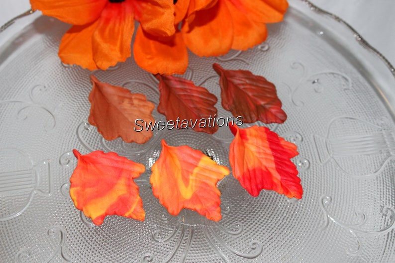 Fondant Fall Leaves Fondant Cupcake Topper Fondant Leaf Leaf Topper Sugar Flower Leaves Autumn Cake Fondant Leaves Cake Topper