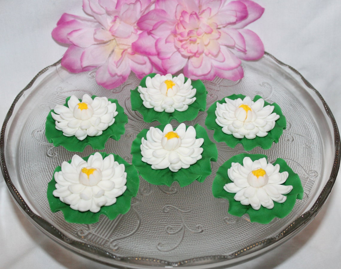 Sugar Flower Lotus Cake Topper Fondant Lotus Fondant Lily Etsy UK