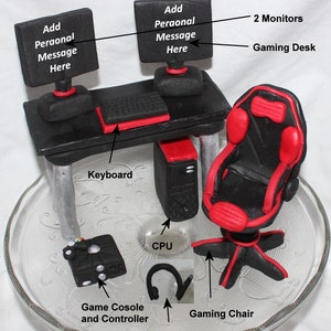 Fondant Gaming Chair - Gaming Chair Topper - Fondant Chair - Gamer Cake Topper - Gamer Topper - Fondant Computer - Computer Topper