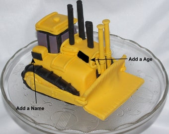 Fondant Bulldozer Cake Topper, Construction Birthday, Dump Truck, Excavator, Backhoe