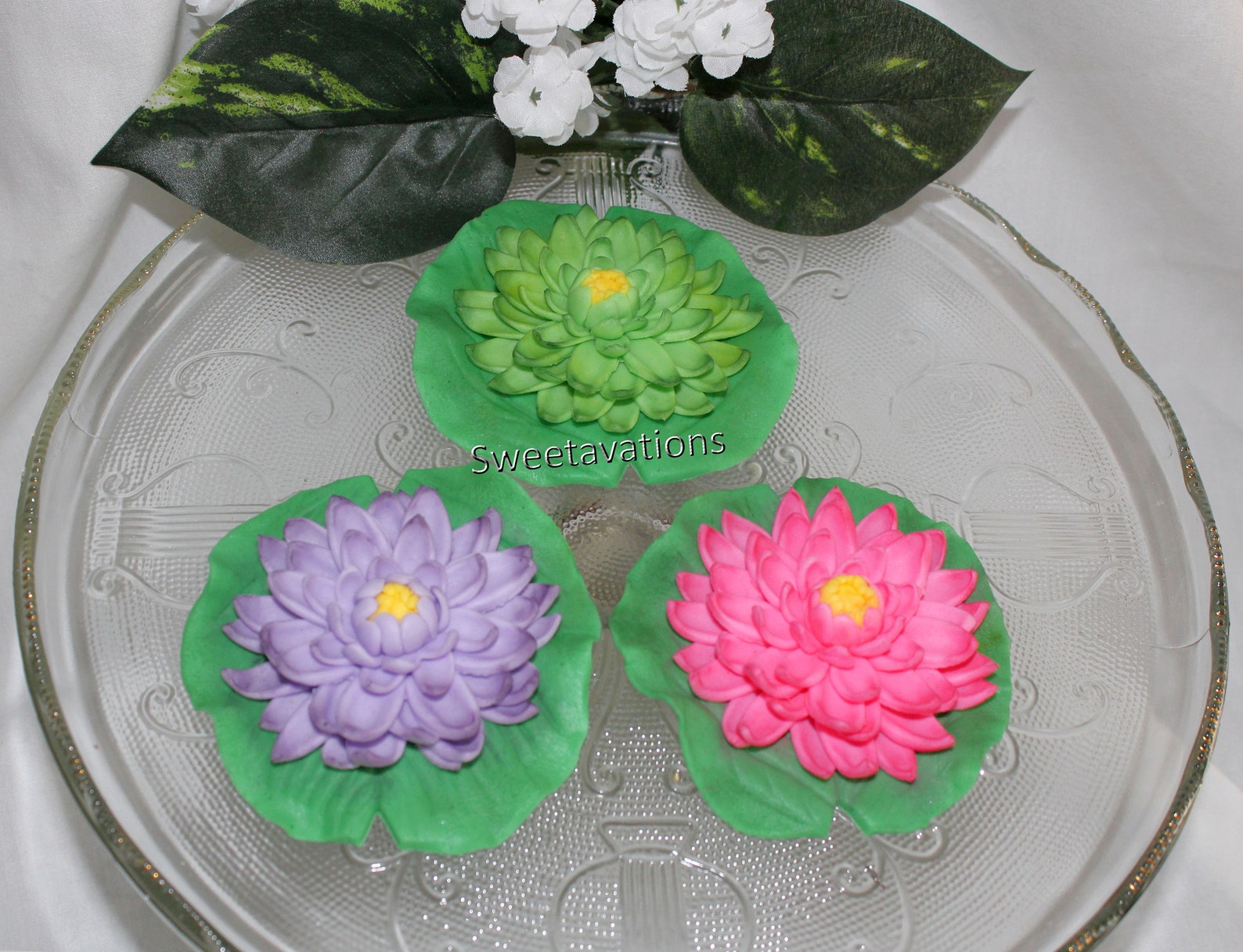 Sugar Flower Lotus Cake Topper Fondant Lotus Fondant Lily Etsy UK