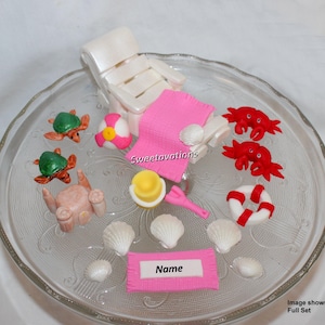 Fondant Beach Cake Topper - Fondant beach chair - Beach Chair Topper - Fondant Crab - Fondant Seashell - Beach Cake -  Beach Party Birthday
