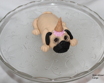 Fondant Pug Cake Topper - Fondant Dog - Pug Topper - Fondant Puppy - Dog Topper - Pug - Vet Topper - Dog Cake - Dog  Birthday - Pug Birthday