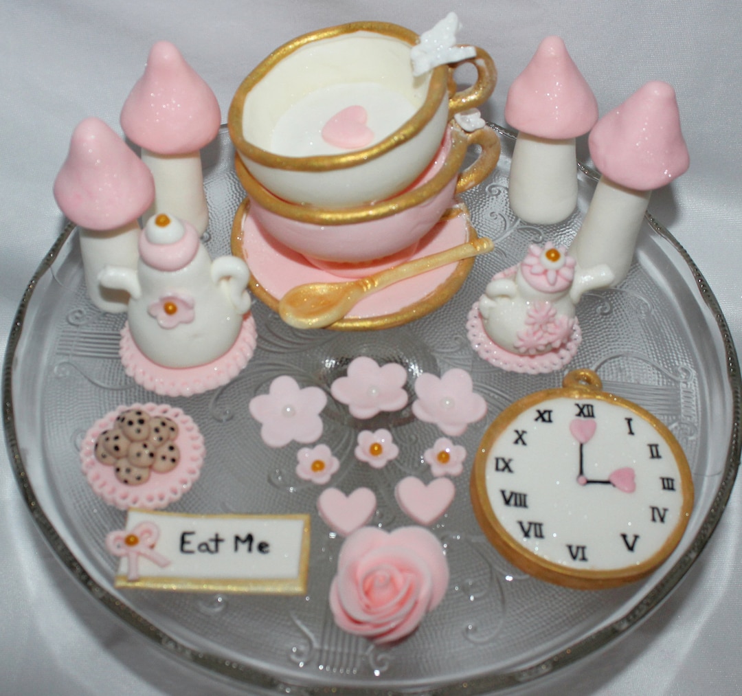 Fondant Alice Teacup Cake Topper Alice Cake Topper Alice in Wonderland
