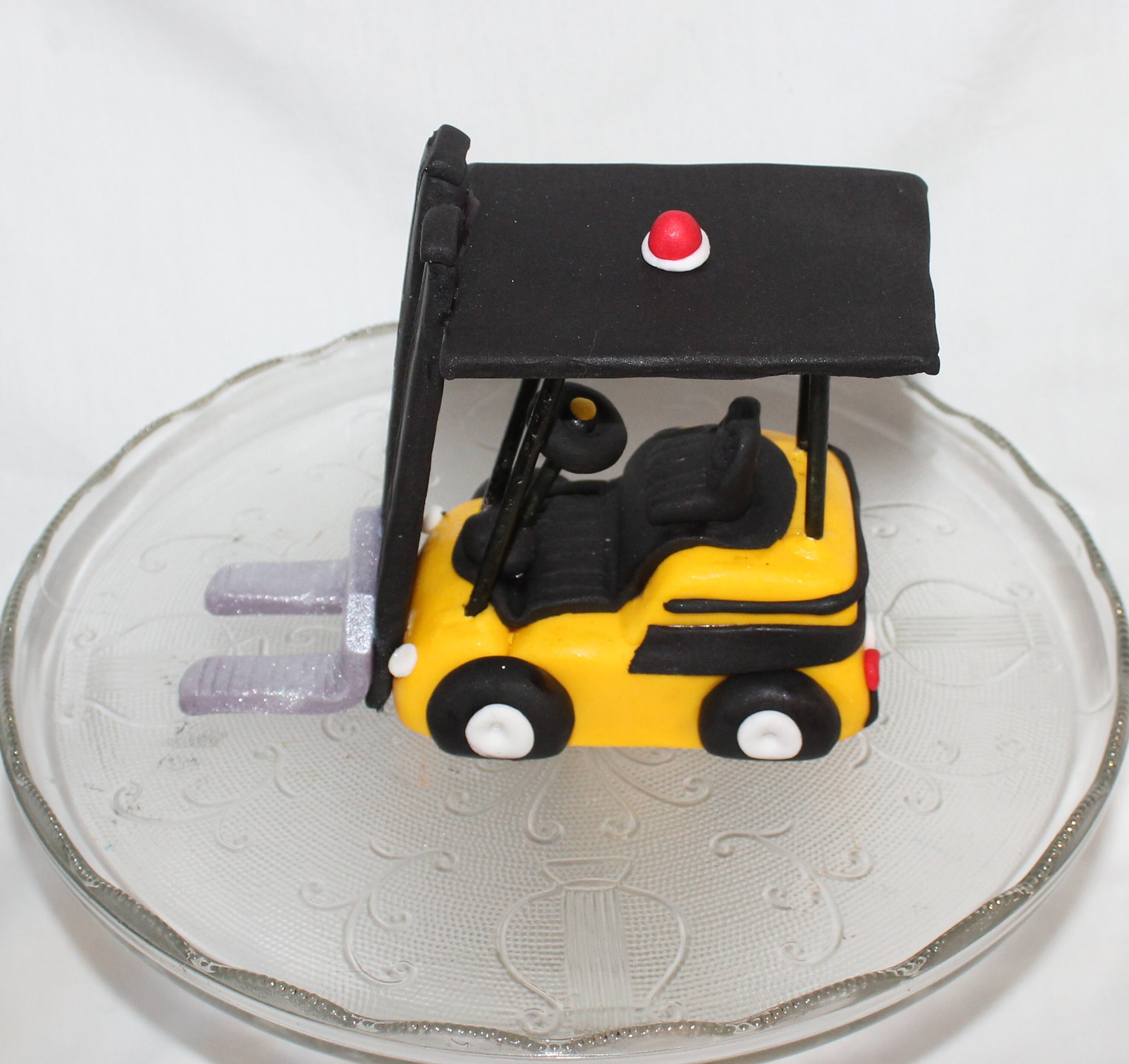 Backhoe Topper Fondant Forklift Cake Topper, Construction Birthday, Dump Truck ...