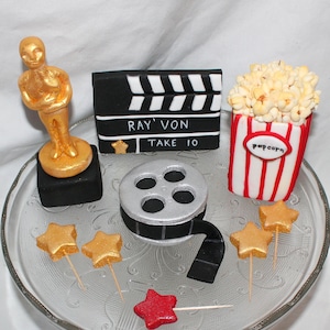 Fondant Movie Cake Topper - Movie Producer Cake Topper - Director Cake Topper - Fondant Clapboard - Movie Awards Cake - Movie Theme