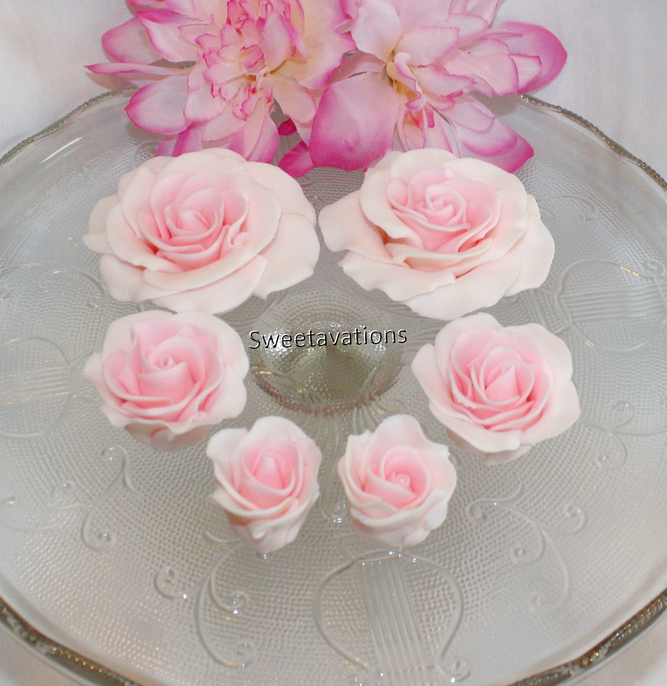 Fondant Rose Cake Topper Rose Topper Sugar Flower Rose Etsy