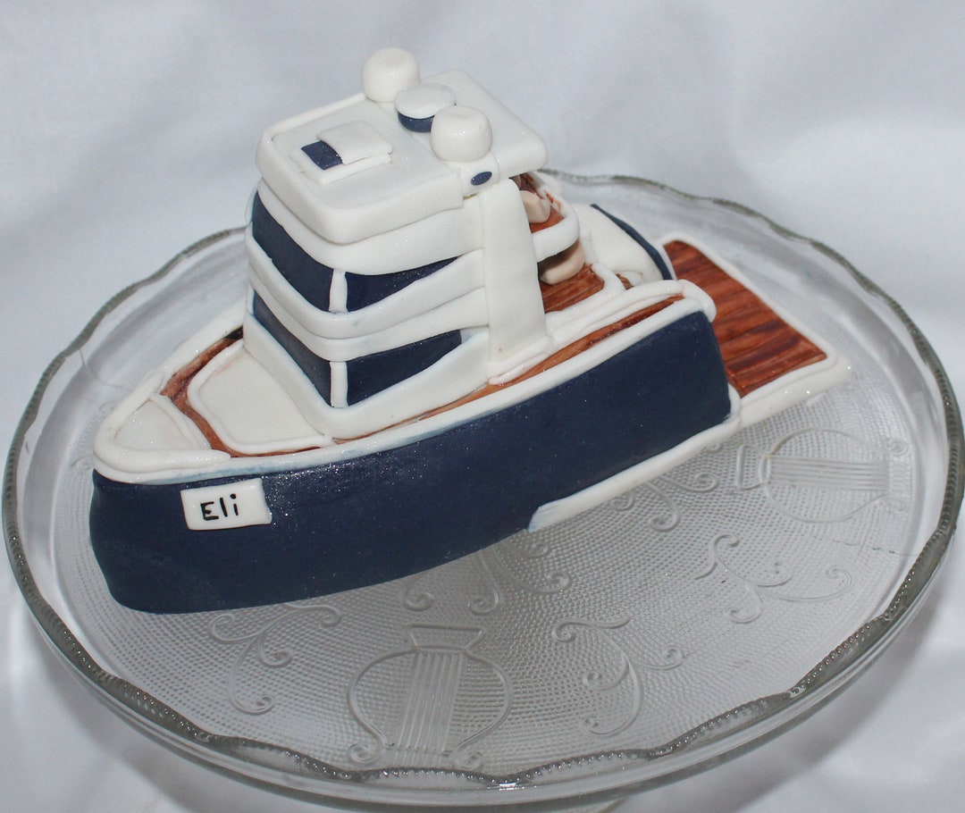 Fondant Yacht Cake Topper Fondant Boat Boat Topper Ship Cake Topper