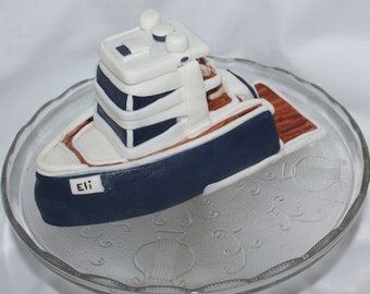 Fondant Yacht Cake Topper - Barca fondente - Barca Topper - Nave Cake Topper - Tema nautico - Torta in barca - Motoscafo - Compleanno in barca