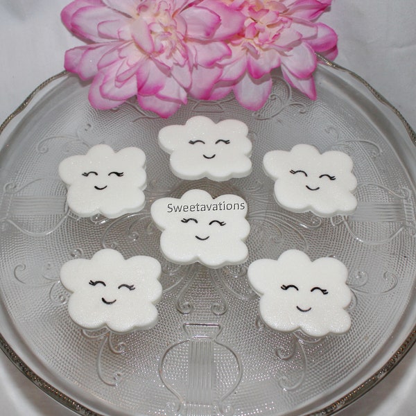 Fondant Cloud Cake Toppers - Cloud Toppers - Fondant Airplanes - Fondant Jet - Fondant Weather - Cloud Cupcakes - Baby Shower Cloud Topper