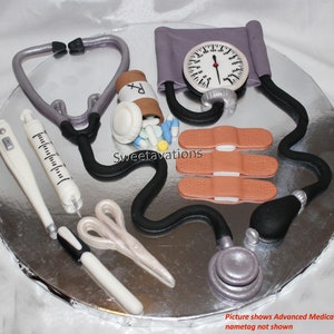 Fondant Medical Cake Topper - Fondant Stethoscope - Doctor Topper - Nurse Topper - Nurse Cake - Scrubs Cake - Doctor Graduation - Nurse Grad