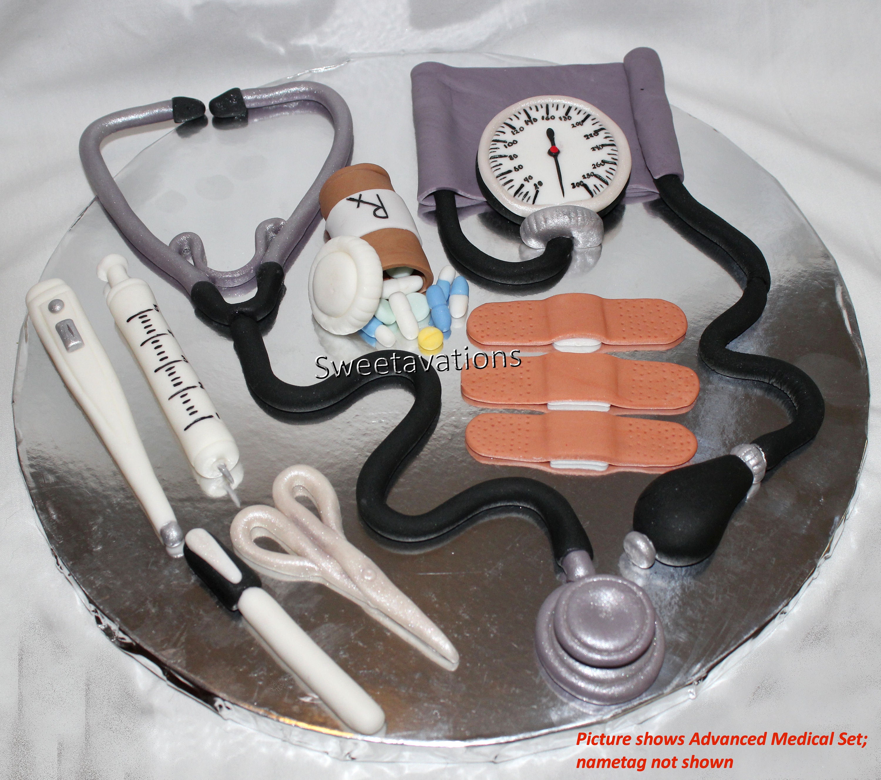 Fondant Medical Cake Topper - Fondant Stethoscope - Doctor Topper - Nurse Topper - Nurse Cake - Scrubs Cake - Doctor Graduation - Nurse Grad