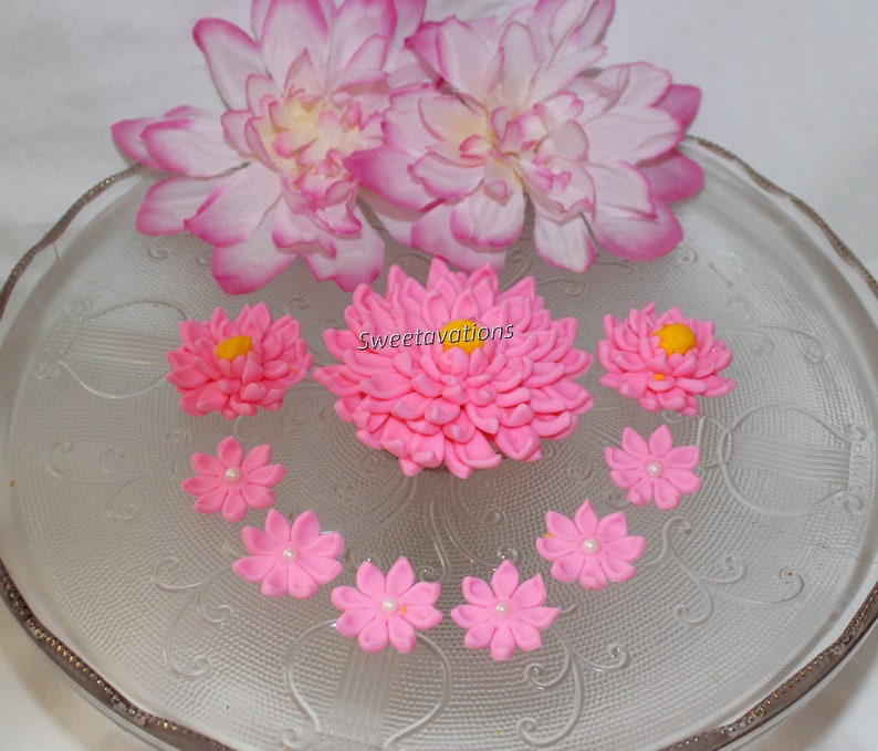 Sugar Flower Lotus Cake Topper Fondant Lotus Fondant Lily Etsy
