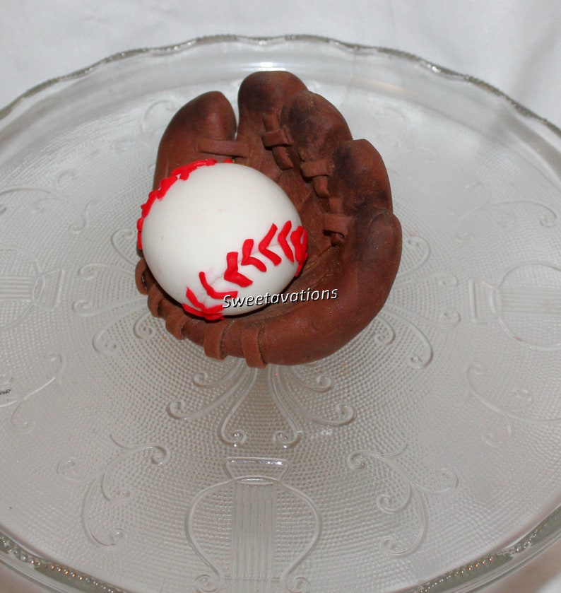 Fondant Baseball Glove Cake Topper Baseball Topper Fondant Etsy