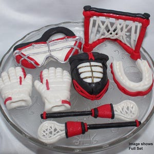 Fondant Lacrosse Cake Topper - Lacrosse Cake Decoration - Crosse Stick Topper - Sports Themed Cake - Lacrosse Birthday - Lacrosse Helmet