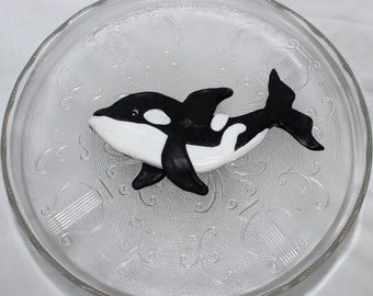 Fondant Whale Cake Topper, Hand-Sculpted Orca, Sea Creature Birthday, Ocean Baby Shower