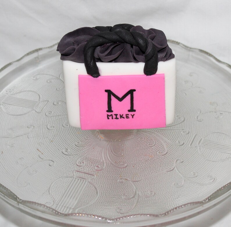 Fondant Shopping Bag Cake Topper Shopping Theme Fondant Etsy