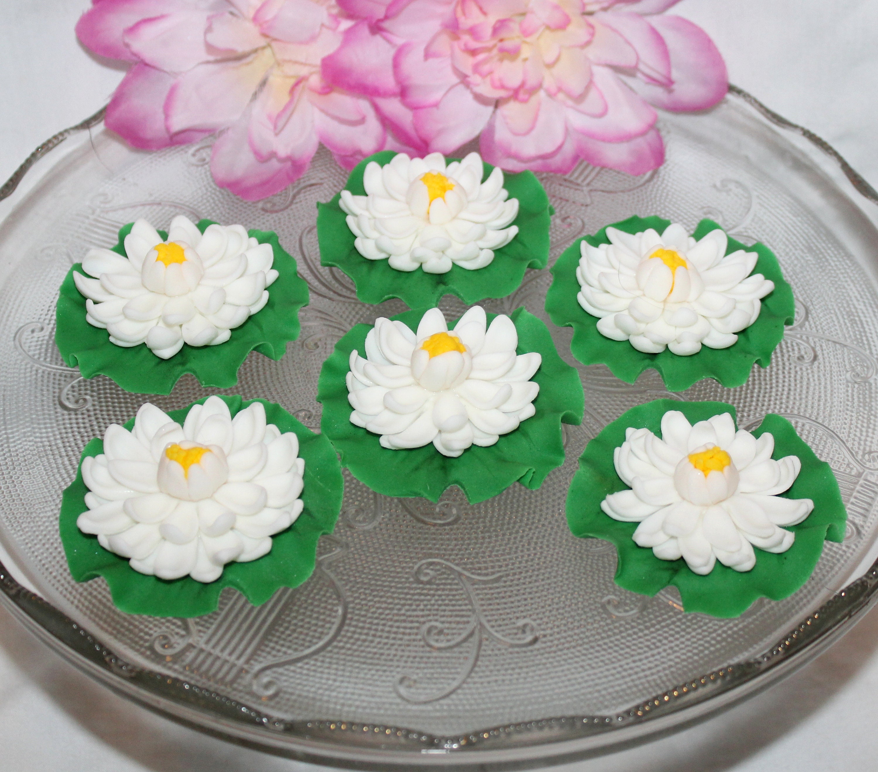 Sugar Flower Lotus Cake Topper Fondant Lotus Fondant Lily Etsy UK