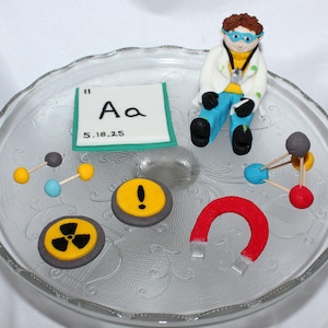 Fondant Scientist Cake Topper - Scientist Cake Decoration - Scientist Birthday - Chemistry Cake - Science Cake - Science Teacher Graduation