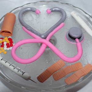 Fondant Medical Cake Topper - Fondant Stethoscope - Doctor Topper - Nurse Topper - Nurse Cake - Scrubs Cake - Doctor Graduation - Nurse Grad