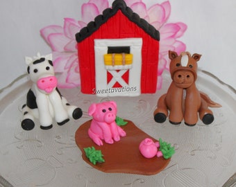 Fondant Farm Animal Cake Topper - Fondant Cow - Horse Cake Topper - Fondant Horse - Farm Animal Topper - Farm Birthday - Farm Baby Shower