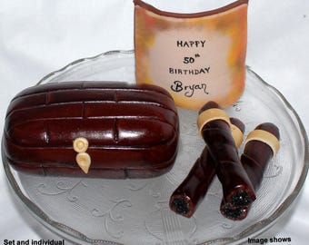 Fondant Cigar Cake Topper - Fondant Humidor - Cigar Cake Decoration - Cigar Theme - Cigar Birthday - Cigar Box Cake - Men&#39;s Retirement Cake