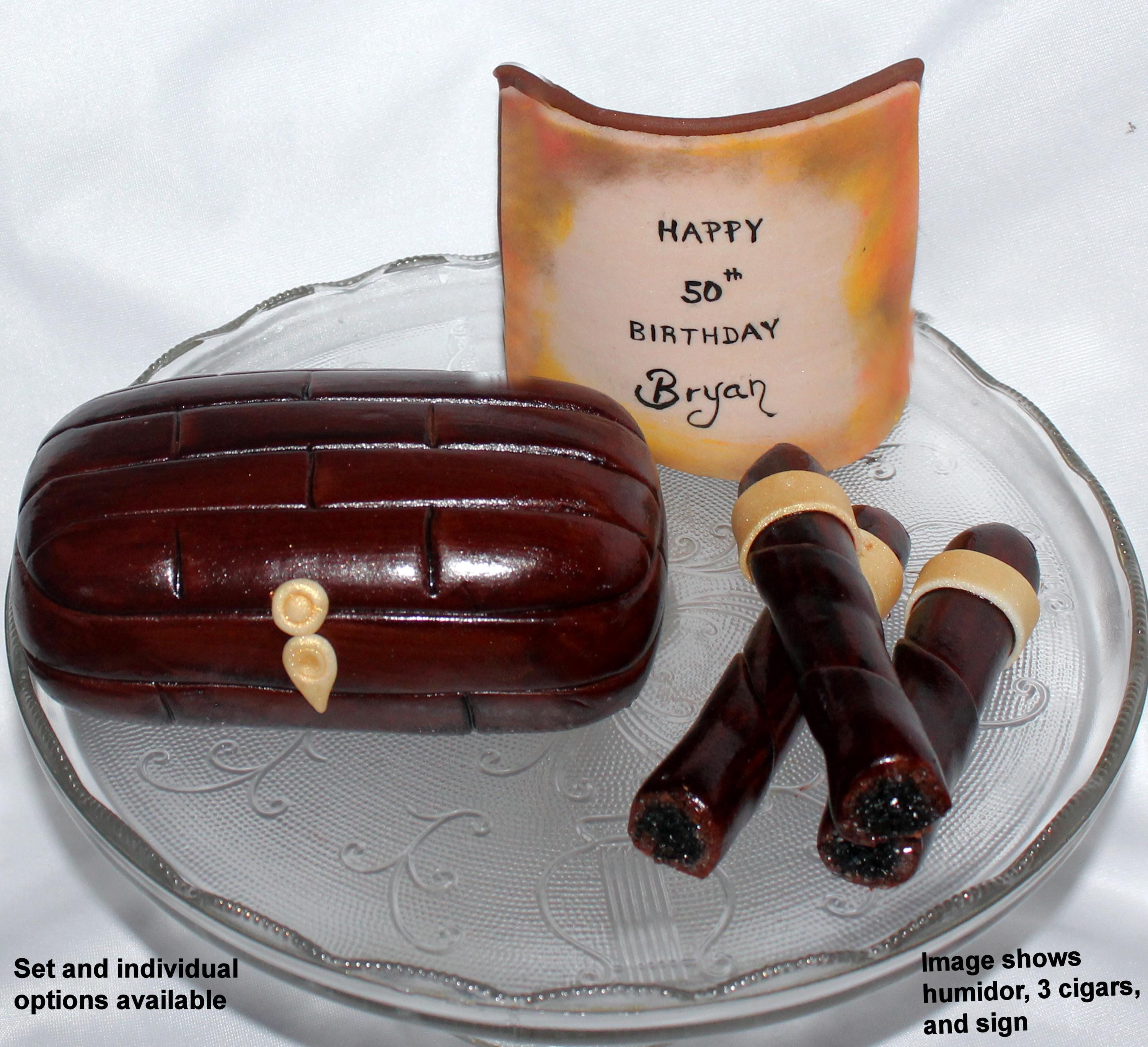 Fondant Cigar Cake Topper - Fondant Humidor - Cigar Cake Decoration - Cigar Theme - Cigar Birthday - Cigar Box Cake - Men's Retirement Cake