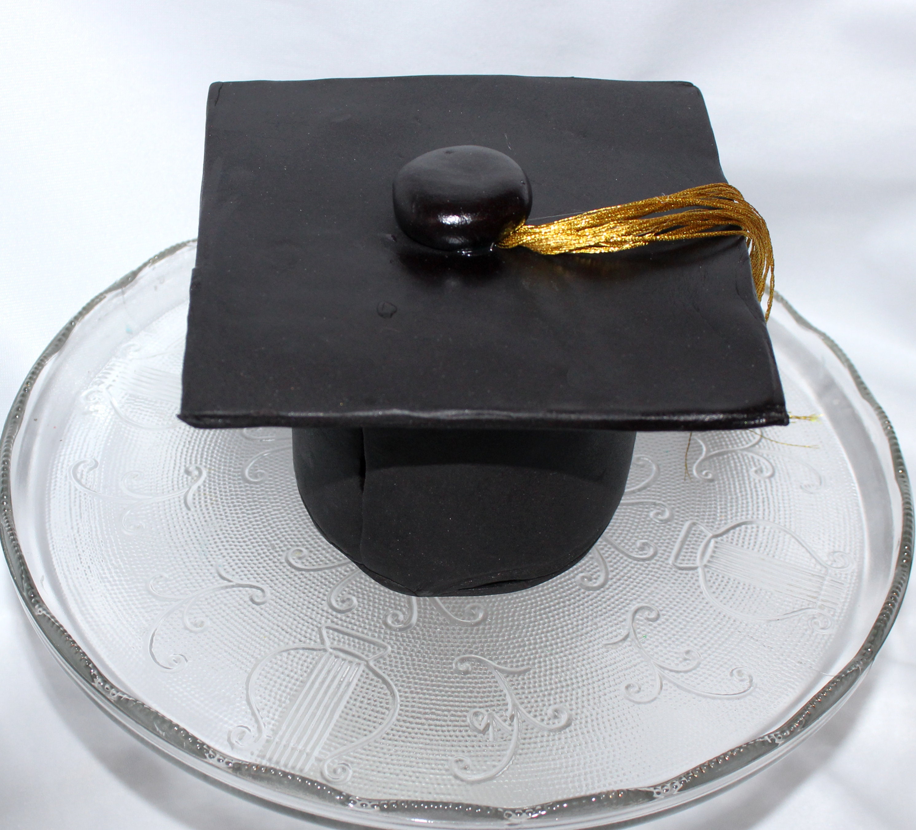 Graduation Cake Topper Set - Black Cap & Diploma Decorations For Grad Cakes, Food Safe & Easy To Use