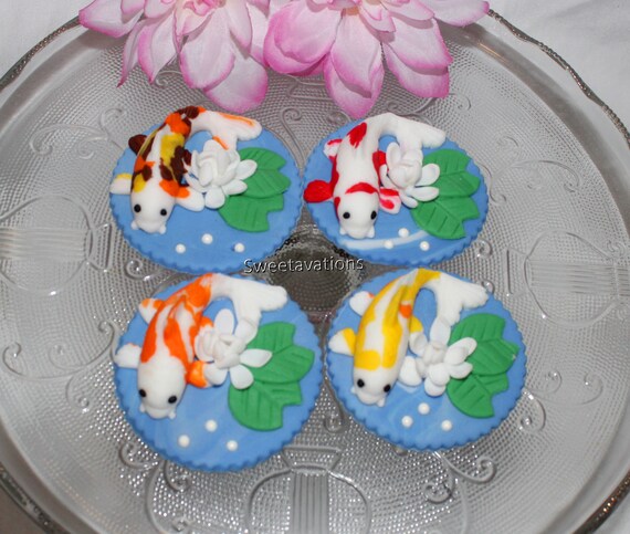 Fondant Koi Fish Cupcake Topper Koi Fish Topper Koi Topper Etsy
