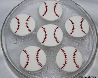 Fondant Baseball Cupcake Topper - Baseball Topper - Baseball Glove Topper - Baseball Birthday - Baseball Theme - Baseball Cupcakes