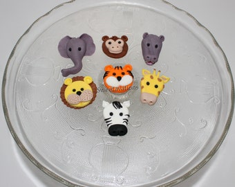 Fondant Jungle Animal Cake Topper - Safari Animal Topper - Fondant Animal - Fondant Tiger - Giraffe - Zebra - Lion - Safari Baby Shower