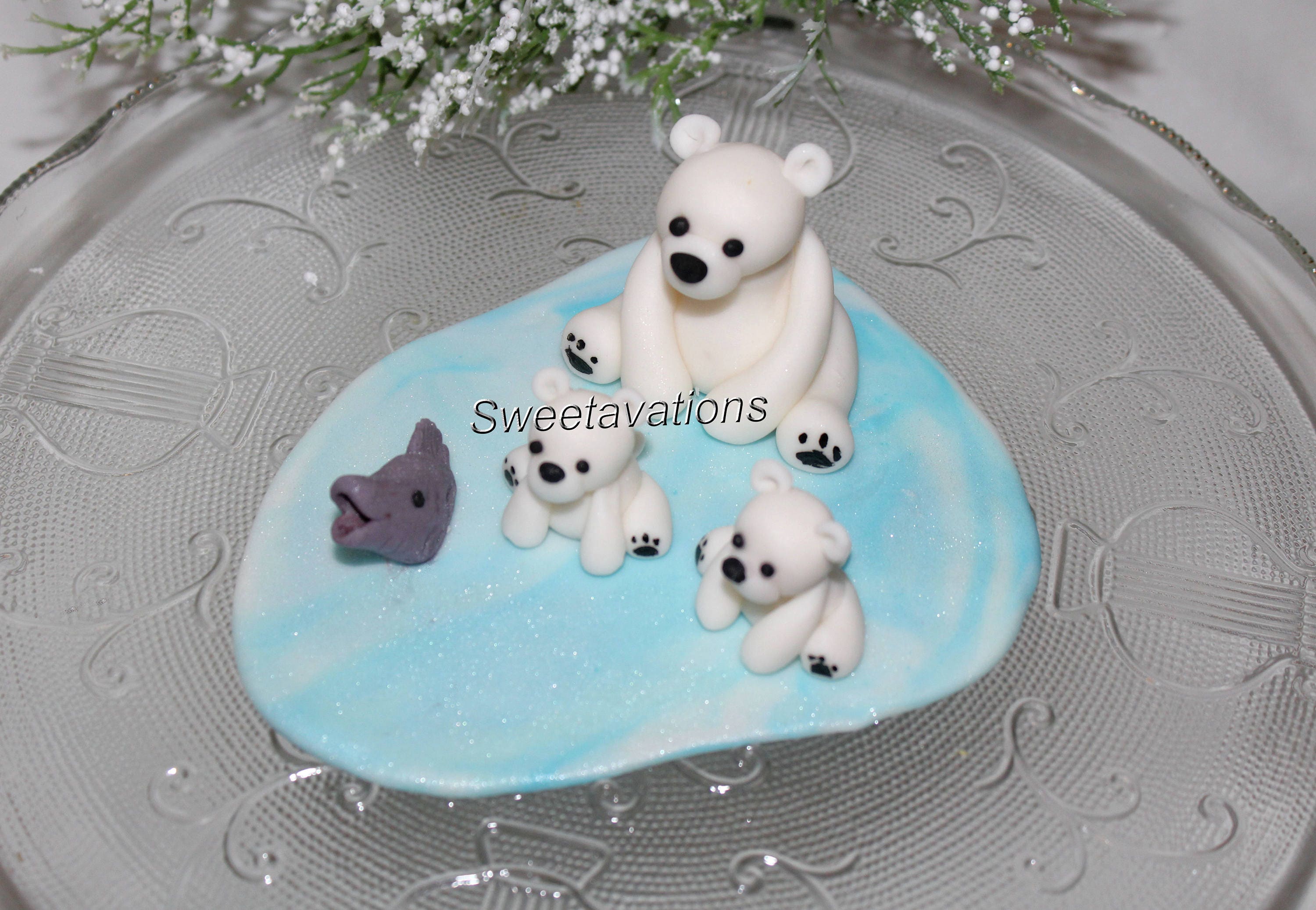 Oso Polar Cake Toppers tamaños y opciones personalizadas varios colores
