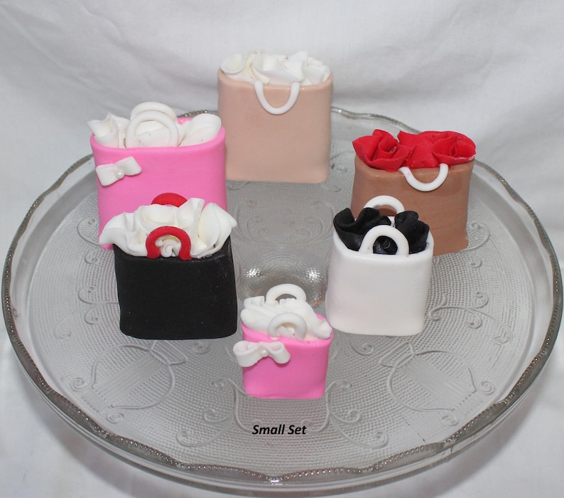 Fondant Shopping Bag Cake Topper Shopping Theme Fondant Etsy